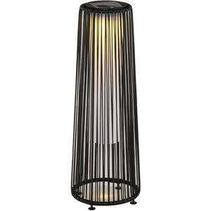 Outsunny Lanterna Solare da Giardino LED con Pannello di Ricarica in Rattan e Metallo , Ø21.5x61cm, Nero