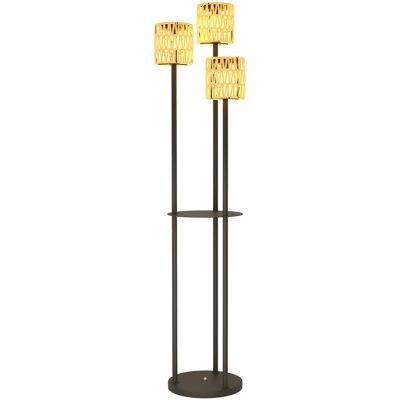 Outsunny Lampada da Esterno Solare in stile Boho con Ripiano Centrale, in Rattan PE e Acciaio, Ø37x144 cm, Nero e Giallo Outsunny Lampada da Esterno Solare in stile Boho con Ripiano Centrale, in Rattan PE e Acciaio, Ø37x144 cm, Nero e Giallo