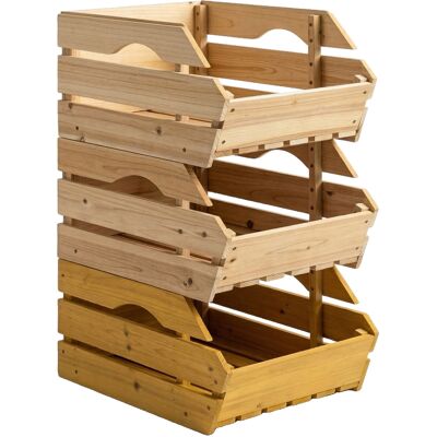 Outsunny Supporto con Cestelli per Frutta in Legno di Pino a 3 Ripiani Rimovibili, per Frutta e Verdura, 37,5x27x60 cm, Naturale Aosom Italy Outsunny Supporto con Cestelli per Frutta in Legno di Pino a 3 Ripiani Rimovibili, per Frutta e Verdura, 37,5x27x60 cm, Naturale Aosom Italy