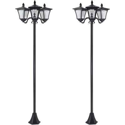 Outsunny Set 2 Lampioncini Solari da Esterno a 3 Luci Impermeabili IP44, 51.5x47x182.5cm, Nero Aosom Italy Outsunny Set 2 Lampioncini Solari da Esterno a 3 Luci Impermeabili IP44, 51.5x47x182.5cm, Nero Aosom Italy