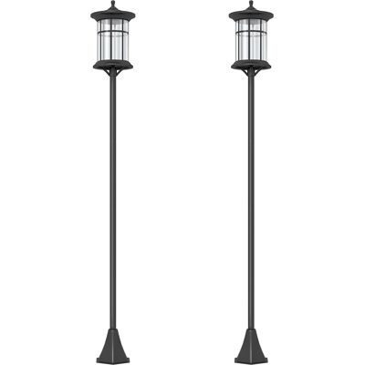 Outsunny Set 2 Lampioni Solari con 6h Autonomia e Ancoraggio a Terra, in Acciaio Inox e ABS, 23.5x23.5x184 cm, Nero Aosom Italy Outsunny Set 2 Lampioni Solari con 6h Autonomia e Ancoraggio a Terra, in Acciaio Inox e ABS, 23.5x23.5x184 cm, Nero Aosom Italy