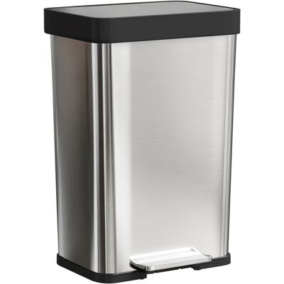 Homcom Bidone da 60 L con pedale, in acciaio inossidabile con coperchio a chiusura morbida, Argento Aosom Italy Homcom Bidone da 60 L con pedale, in acciaio inossidabile con coperchio a chiusura morbida, Argento Aosom Italy