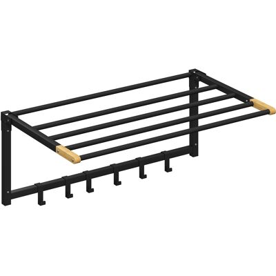 Homcom Portasciugamani da Parete, Pieghevole con 5 Barre e 6 Ganci 60 cm Nero Aosom Italy Homcom Portasciugamani da Parete, Pieghevole con 5 Barre e 6 Ganci 60 cm Nero Aosom Italy