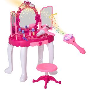 Homcom Toeletta bambina Postazione trucco bambina 3-6 Anni con specchio e gioglielliere Bastone Magico Telecomando, 45x30.5x72cm Aosom.it