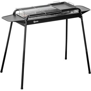 Outsunny Barbecue a Carbonella con Griglia e Piastra in Acciaio con Ripiani Laterali, 113x59x83.5cm, Nero