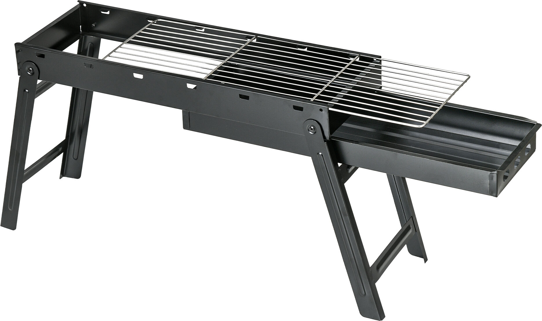 Outsunny Barbecue a Carbonella Portatile con Gambe Pieghevoli e Vassoio Estraibile, 74x20x38cm, Nero