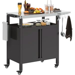 Outsunny Carrello Barbecue con Armadietto, Ripiano Aperto e Tavolino Laterale, in Acciaio Inox, 116x50x93 cm, Nero Aosom Italy Outsunny Carrello Barbecue con Armadietto, Ripiano Aperto e Tavolino Laterale, in Acciaio Inox, 116x50x93 cm, Nero Aosom Italy