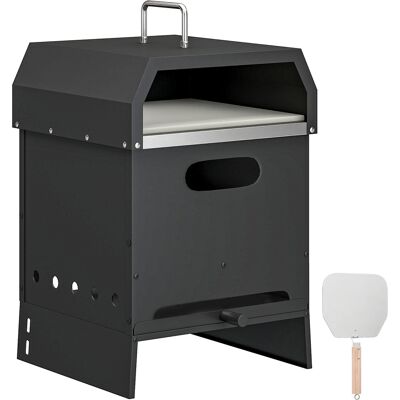 Outsunny Forno a legna per pizza 3-in-1 da esterno, 2 livelli con pietra per pizza, maniglie, pala Aosom Italy Outsunny Forno a legna per pizza 3-in-1 da esterno, 2 livelli con pietra per pizza, maniglie, pala Aosom Italy