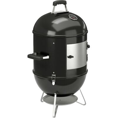 Outsunny Affumicatore 3 in 1 con griglie e termometro, 62,5x47,5x91 cm, Nero Aosom Italy Outsunny Affumicatore 3 in 1 con griglie e termometro, 62,5x47,5x91 cm, Nero Aosom Italy