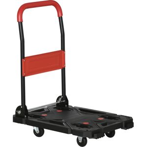 Durhand Carrello Pieghevole da Trasporto in Acciaio e PP, max. 150 kg, 70x52.5x90 cm, Nero e Rosso