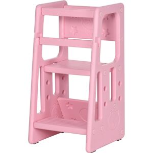 Homcom Scaletta per Bambini 18-60 Mesi a 3 Livelli e ad Altezza Regolabile, in HDPE, 47x47x90 cm, Rosa