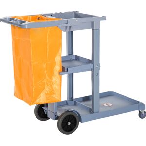 Homcom Carrello da pulizia multifunzionale con sacchetto 3 vassoi 1 piattaforma in plastica giallo grigio113 x 50.5 x 96.5cm