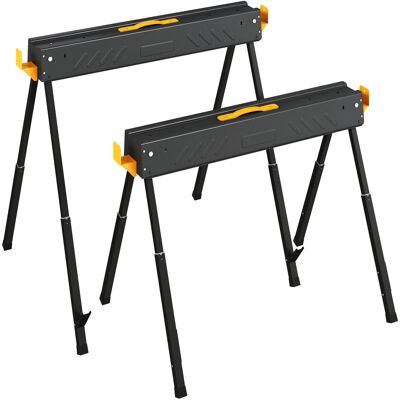 Homcom Set di 2 Cavalletti per Sega Pieghevoli, Altezza Regolabile, con Maniglia e Ganci, Supporta fino a 500 kg, Nero Aosom Italy Homcom Set di 2 Cavalletti per Sega Pieghevoli, Altezza Regolabile, con Maniglia e Ganci, Supporta fino a 500 kg, Nero Aosom Italy