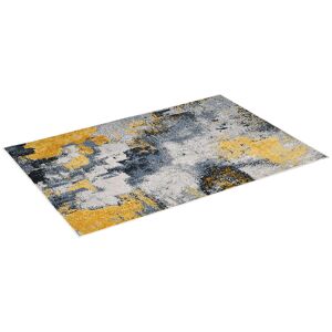 Homcom Tappeto Moderno Pelo Corto in Poliestere per Camera da Letto, Soggiorno e Sala da Pranzo, 200x140cm, Grigio Giallo Bianco