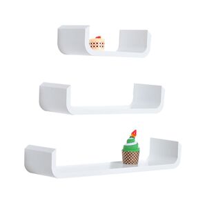 Homcom Set 3 Mensole da Parete in MDF per Casa e Ufficio, 60x15x10/45x15x10/30x15x10 cm, Bianco