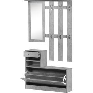 Homcom Mobile da Ingresso Appendiabiti con Scarpiera e Specchio, Mensole e Cassetto, 90x22x116cm Grigio Cemento Aosom.it