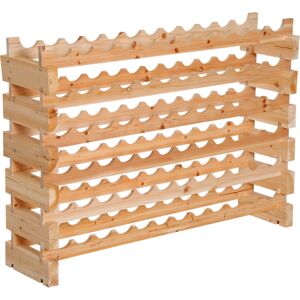 Homcom Scaffale Portabottiglie in Legno di Pino, Cantinetta con 6 Ripiani, Max 72 Bottiglie (100 kg), 114 x 28 x 80 cm