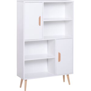 Homcom Libreria con Piedini in Legno di Pino, Mobile Portaoggetti Scaffale Cubo Porta Libri CD Bianco 80 x 23.5 x 123cm