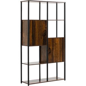 Homcom Libreria Stile Industriale con 4 Ripiani e 2 Armadietti, 90x30x159.5cm, Nero e Marrone