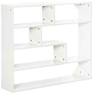 Homcom Libreria a Muro Moderna in Legno a 4 Livelli, 94x19.5x80cm, Bianco