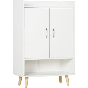 Homcom Mobile Scarpiera in Legno Bianco con Ripiano Aperto, Armadio Scarpiera di Design per Ingresso, 60x30x92cm