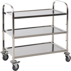 Homcom Carrello da Cucina 3 Ripiani e 4 Ruote con Freni Cuscinetti Anti-Collisione in Acciaio Inossidabile 430 Argento 85x45x90cm