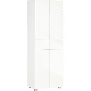 Homcom Dispensa Cucina con 4 Ante, 3 Ripiani Regolabili e Mensole a 5 Livelli in MDF e Truciolato, 60x35x170 cm, Bianco Lucido