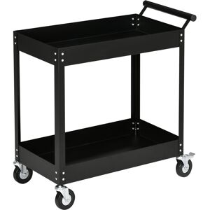 Durhand Carrello Porta Attrezzi a 2 Ripiani in Acciaio, 84.5x38x84cm, Nero