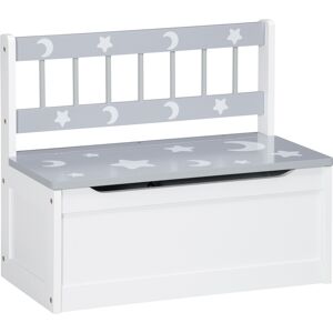 Zonekiz Cassapanca Moderna Portagiochi 2 in 1, Sedia per Bambini con Leva a Gas, in MDF e Legno di Pino, 60x30x50 cm, Bianco e Grigio