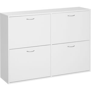 Homcom Scarpiera Salvaspazio capacità 24 Ingresso e Camera da Letto Legno 120x24x81cm Bianco