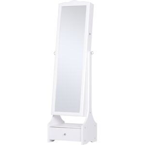 Homcom Armadio Portagioie Specchiera con Luci a LED Mobile portagioie Bianco 45x36x150cm