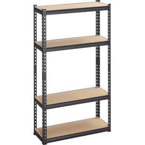 Homcom Scaffalatura Industriale a 4 Livelli in MDF e Acciaio con Ripiani Aperti e Regolabili per Garage e Cantina, 81.3x30x152.4 cm, Nero e Marrone