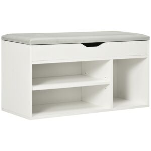 Homcom Mobile Scarpiera Salvaspazio da ingresso con Panca Contenitore Imbottita e Vani Aperti 80x30x43cm, Bianco