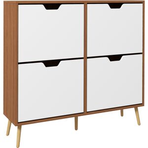 Homcom Mobile Scarpiera in Truciolato e Pino con 4 Cassetti e 2 Ripiani Regolabili per ogni Cassetto, 95x26x95 cm