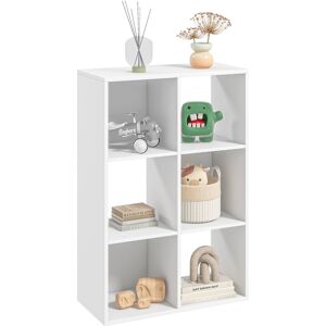 Homcom Libreria Bianca per Casa e Ufficio, Scaffale dal Design Moderno con 6 Scomparti in Legno, 91.5x29.5x61.5cm