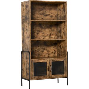 Homcom Mobile Libreria Design Industriale con Ripiani e Armadietto in Legno e Metallo, Marrone Rustico e Nero, 81x40x160cm