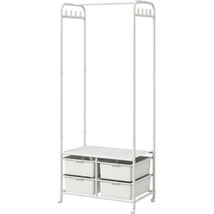 Homcom Stand Appendiabiti con Scarpiera a 4 Cesti e 8 Ganci, in Acciaio e Plastica, 63x37x153 cm, Bianco