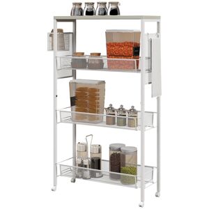 Homcom Carrello da Cucina a 3 Livelli con Cestino Laterale e Gancio, in Truciolato e Acciaio, 58x18.5x87 cm