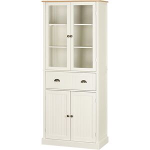 Homcom Mobile Dispensa a 5 Livelli con Cassetto Centrale, in MDF e Truciolato, 76x40x182.5 cm, Bianco Crema