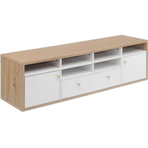 Gl Store Mobile TV Moderna Eleganza con Maniglie Dorate e Ampio Spazio per Riporre in Legno e Bianco, Bianco