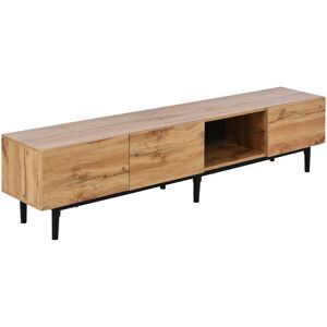 Gl Store Moderno Mobile TV con Venatura del Legno, Luci LED Variabili, Design Minimalista - MDF Resistente, Capacità di 50 kg - 175x31x41 cm, Quercia Chiaro