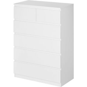 Homcom Cassettiera 6 Cassetti con Design Antiribaltamento, in Truciolato, 80x39x115 cm, Bianco