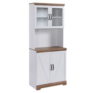 homcom credenza cucina in mdf con armadietti a 2 ante e piano di lavoro, 80x39.5x176 cm