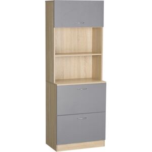 homcom credenza moderna per cucina con 2 cassetti e armadietto, madia in legno 60x38x168cm, grigio