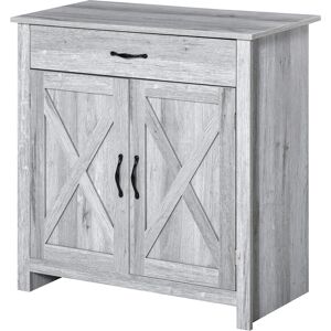 Homcom Credenza Cucina Country Con Armadietto A 2 Ante E Cassetto, 80x39.7x80cm, Grigio