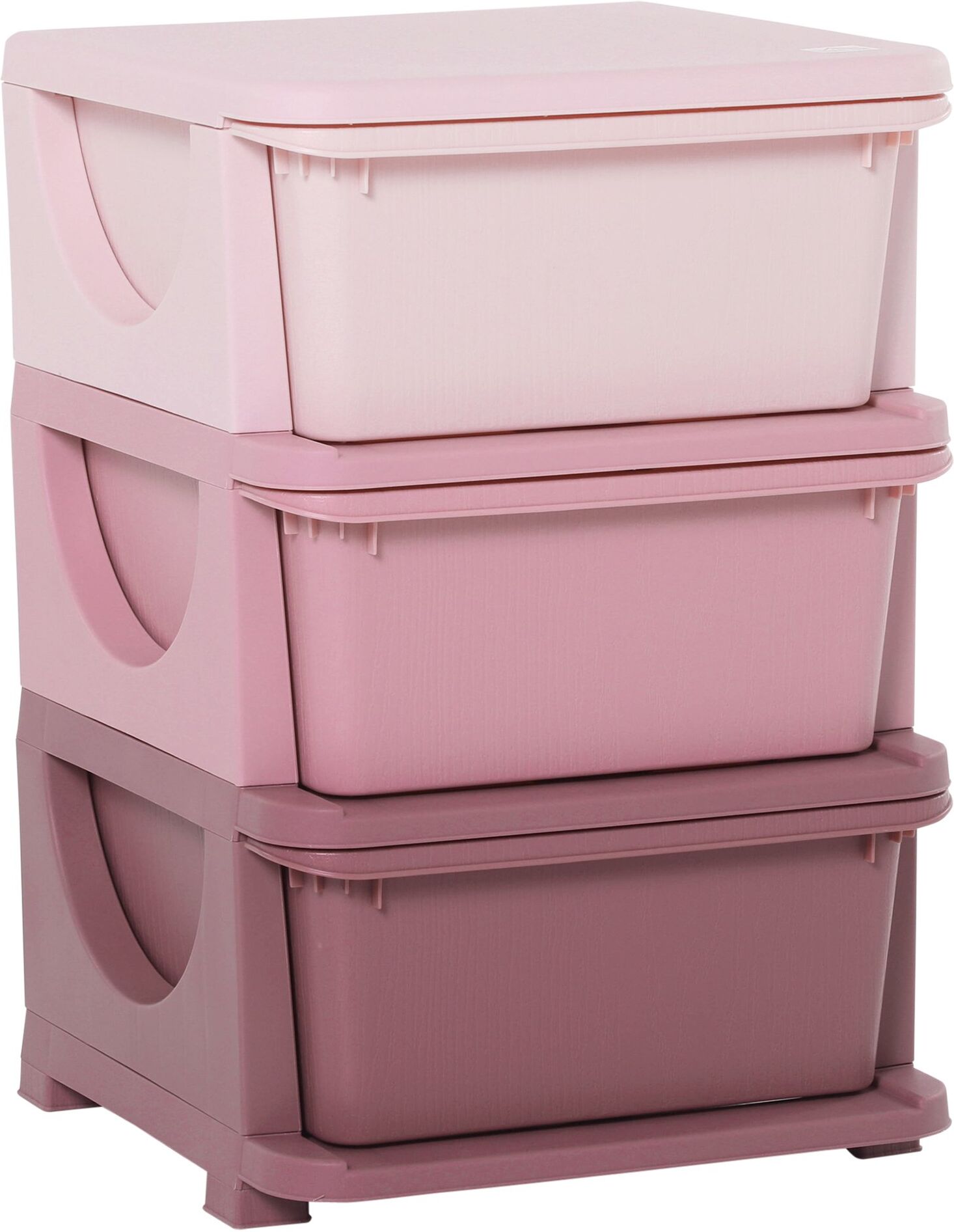 Homcom Cassettiera in Plastica Colorata per Cameretta con 3 Cassetti, Arredamento Casa e Asilo 37x37x56.5cm Rosa