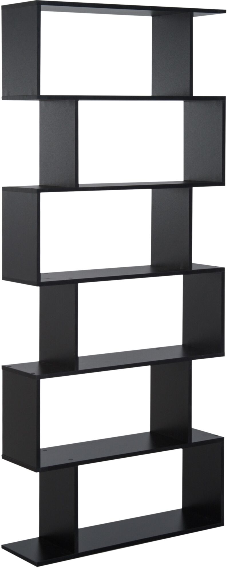 Homcom libreria in Legno, Scaffale a Ripiani, Mobile Guardaroba Contemporaneo Decorativo Autoportante a 6 Livelli, Nero 80 × 23 × 192cm