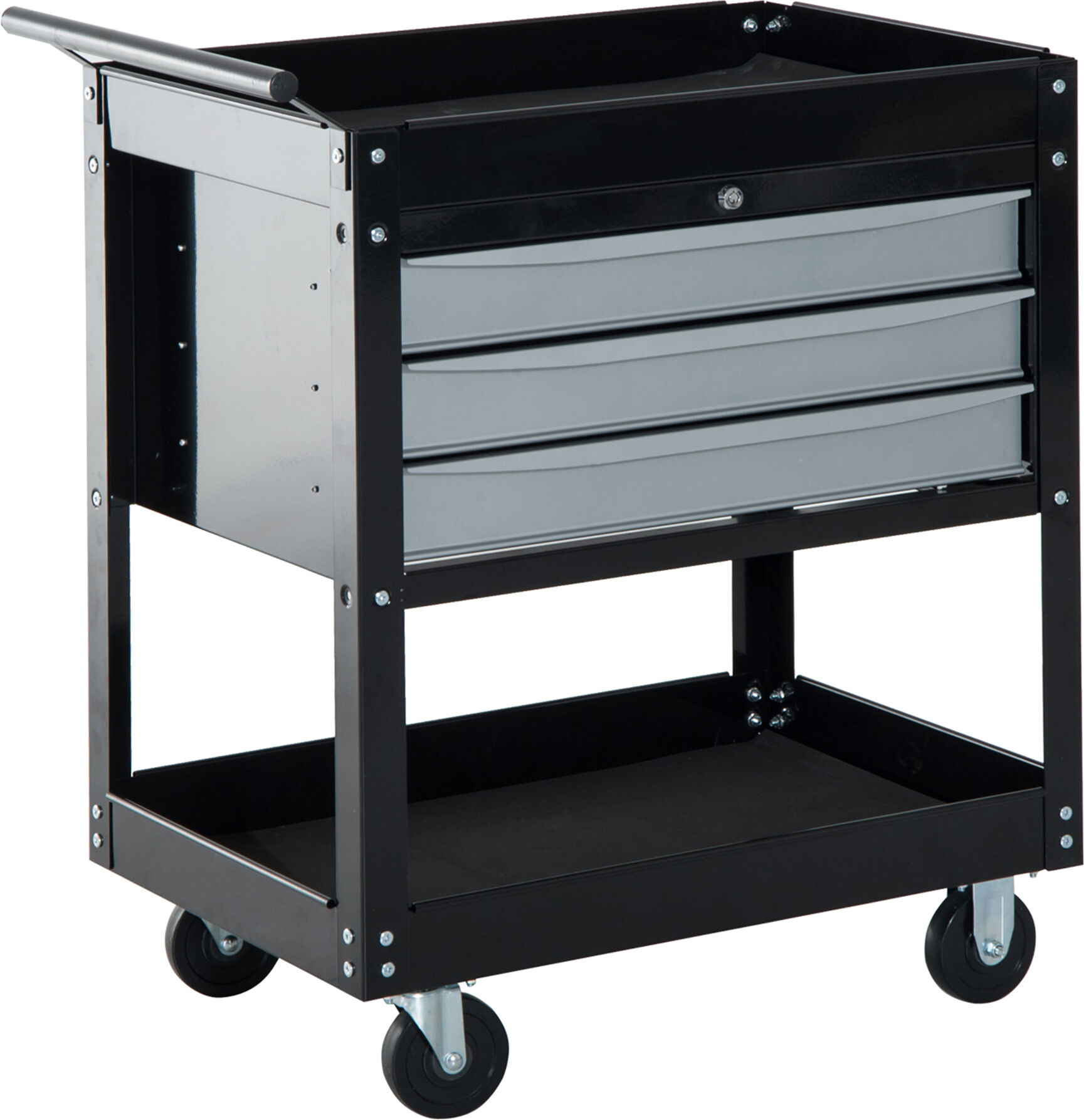 Homcom Carrello da Officina Professionale Cassettiera Portautensili in Lamiera, Nero, 68x46x88cm