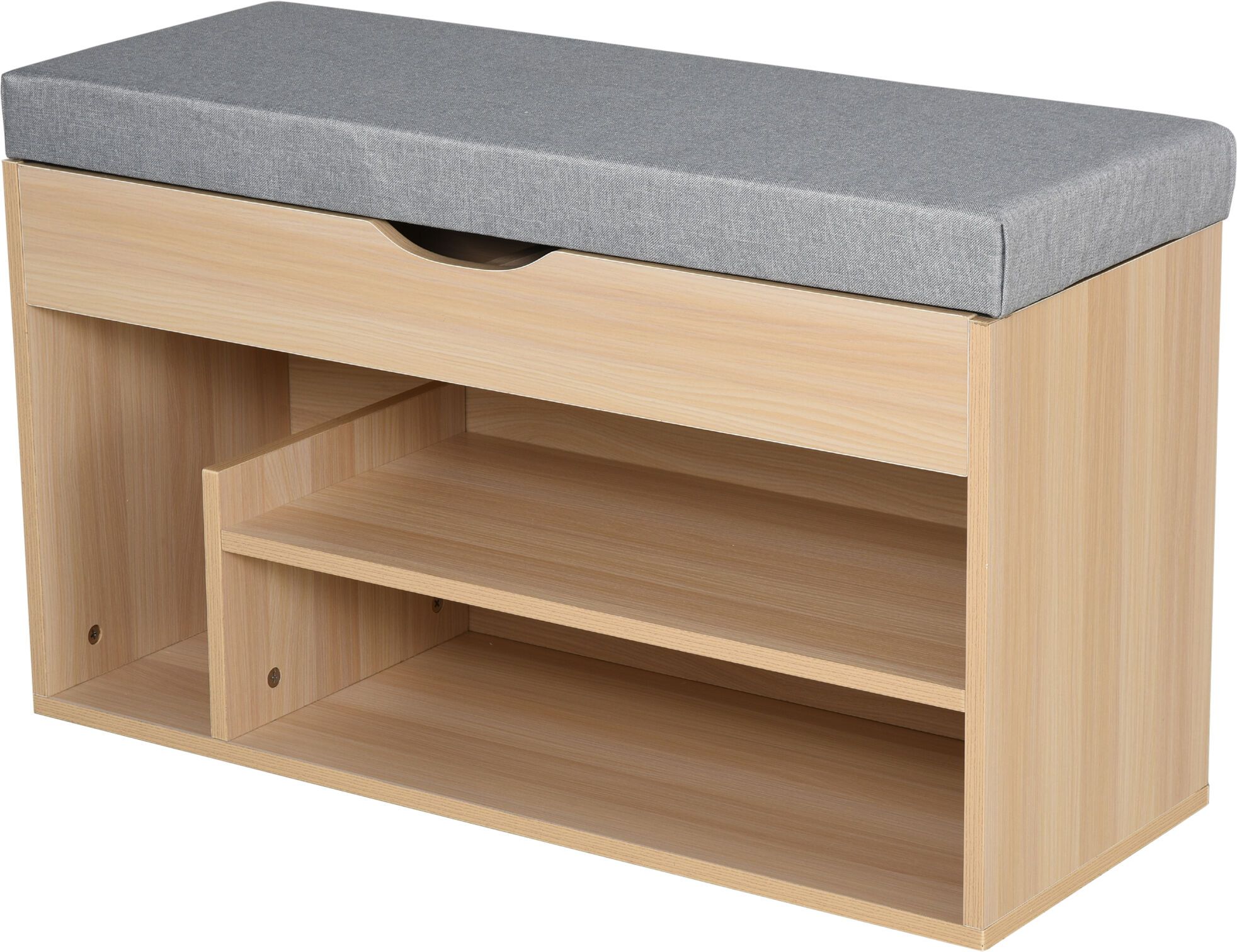 Homcom Scarpiera Salvaspazio 2 in 1,Panca Scarpiera da ingresso in Legno con Seduta Imbottita e Scomparto Nascosto,  80 x 30 x 48cm