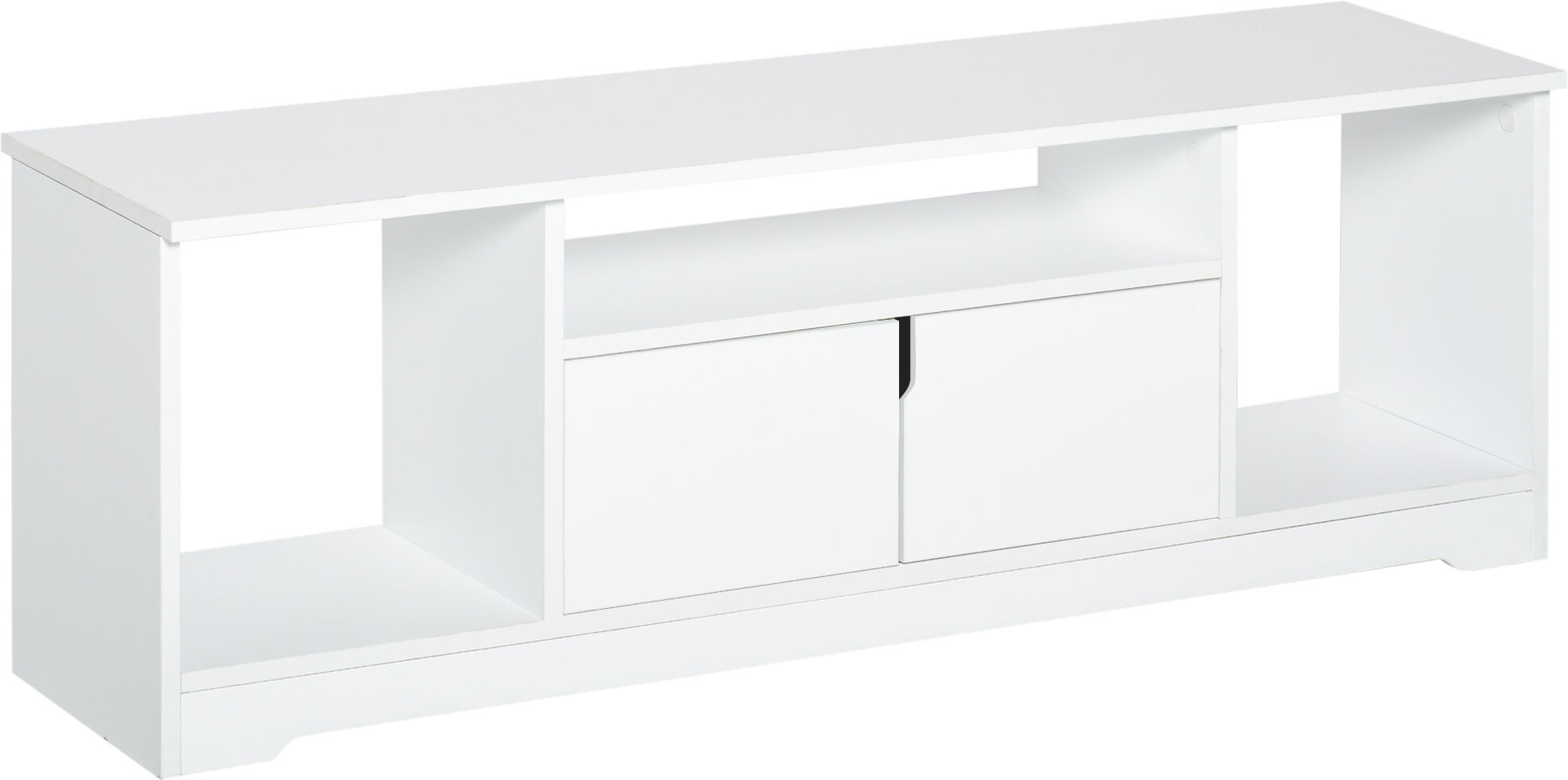 Homcom Mobile Porta TV Fino a 45'' con Armadietto e Ripiani Aperti, Mobiletto per Salotto e Soggiorno in Legno, 120x30x41cm, Bianco